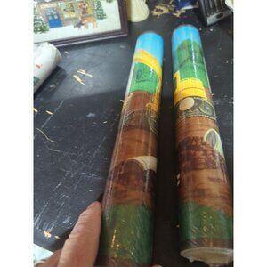 2 New Old Stock United Wallpaper Border Kids Construction Backhoe 13.5" Tall